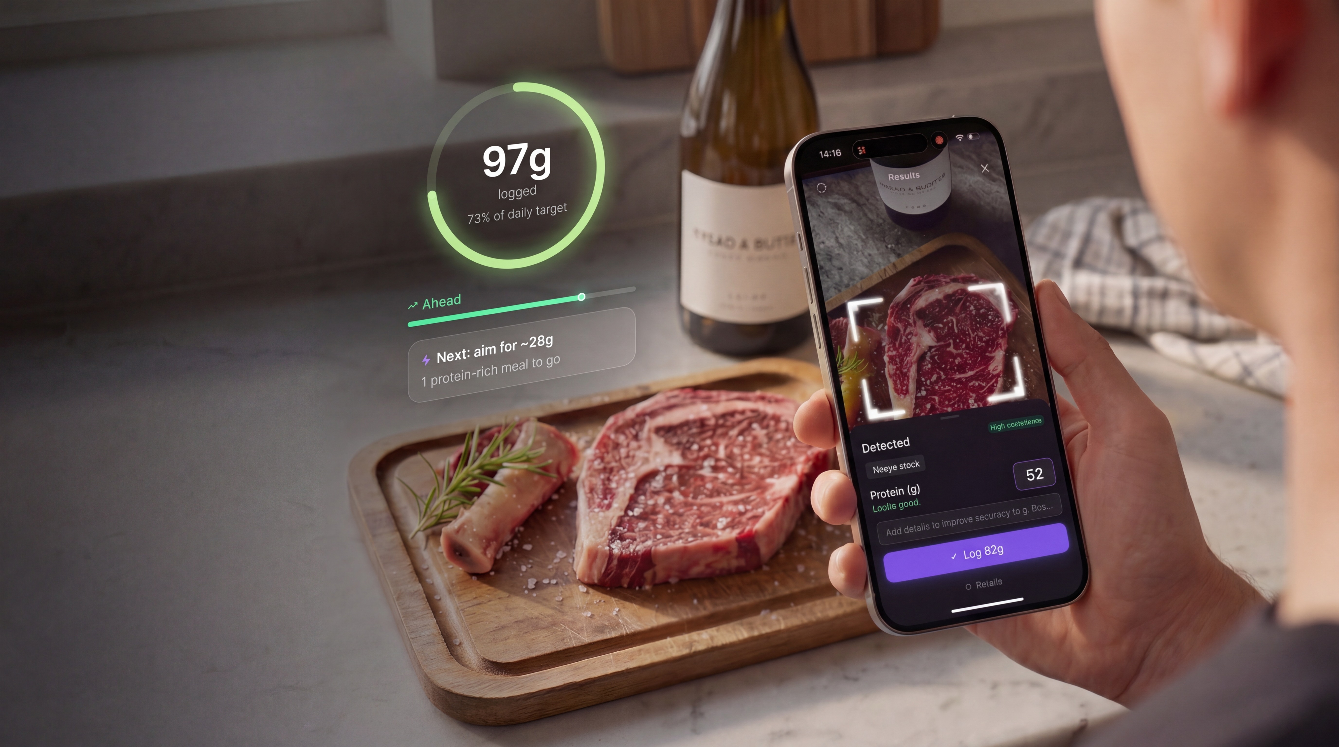 Protein8 — scanning a ribeye steak