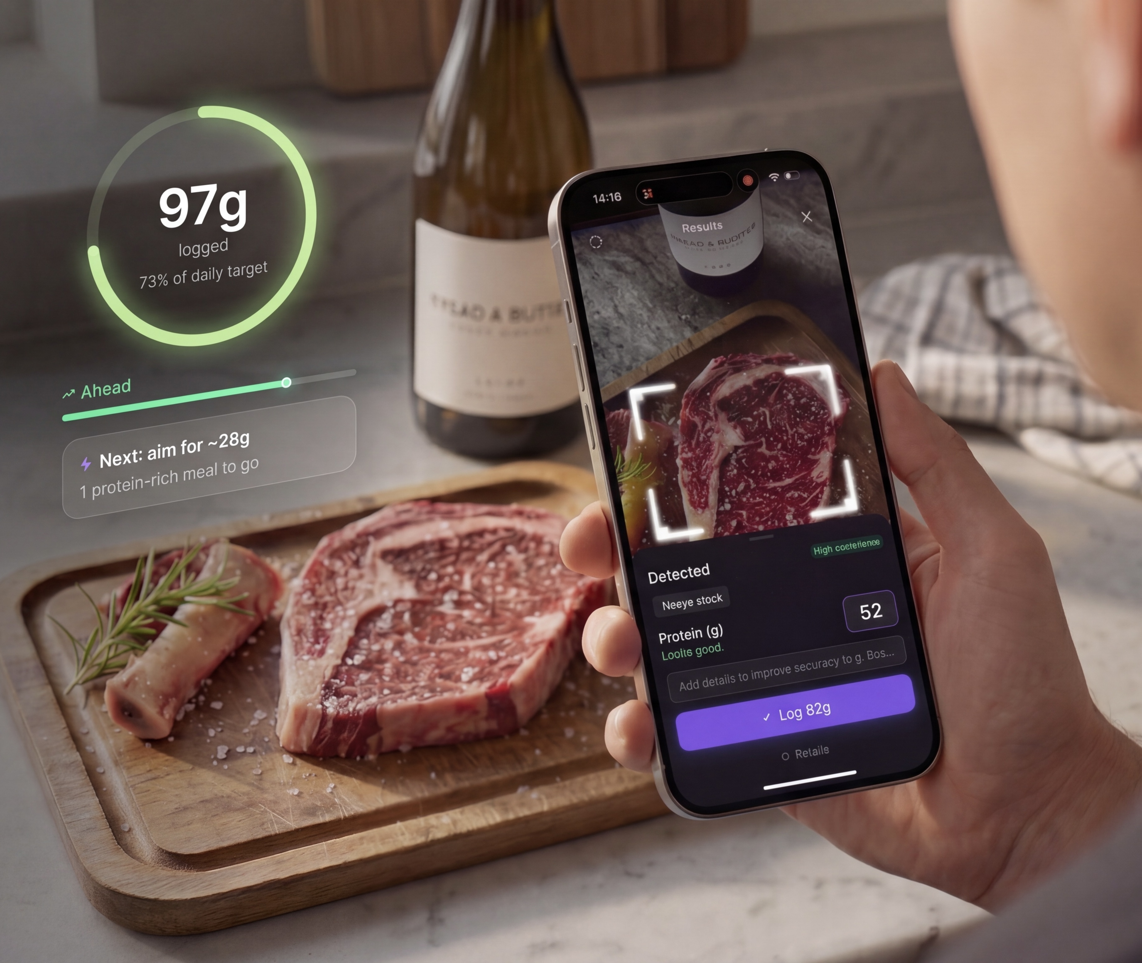 Protein8 — scanning a ribeye steak